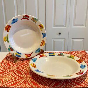 Vintage Fishs Eddy Pasta/Soup Bowls Set of 2 in the Retired "Hats" Pattern